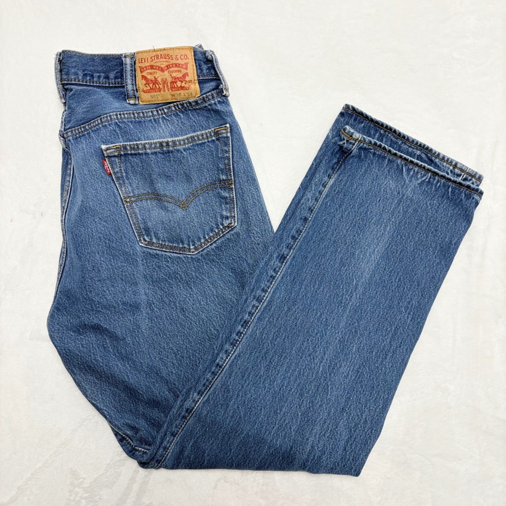 Levi's 501 Blue Denim Jeans Tagged 38x34 Actual 34x29 Faded Punk Grunge Distress